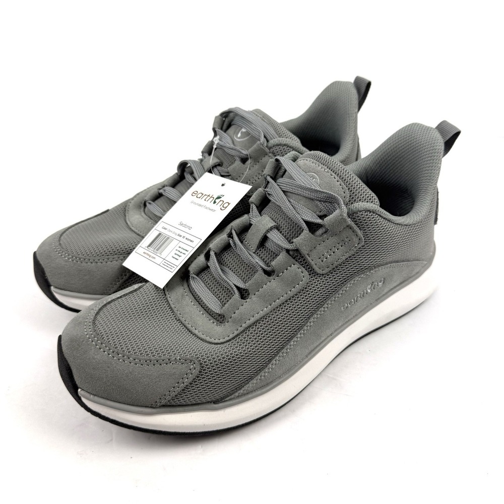 Earthing Sedona Shoes Womens 10 Gray Comfort Walking Grounding Sneakers NEW